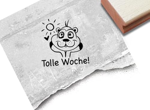 Stempel Lehrerstempel Tier Erdmännchen - Stempel Lehrer Kinder Stempelset Lob Motivation Belohnung Belobigung Unterschrift Schulstempel Klasse - zAcheR-fineT (Tolle Woche! - ca. 27 x 27 mm) von zAcheR-fineT-design