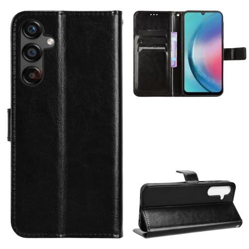 Case Collection für Samsung Galaxy A25 Klapphüllen - Premium Qualität Leder Handyhülle [Magnetverschluss] Geld und Kartenhalter,stoßfest, Schwarz von zZjoOoj