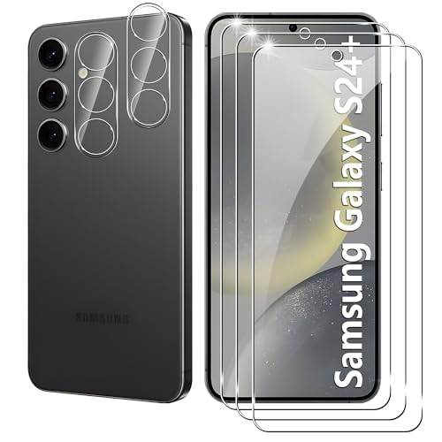 Samsung Galaxy S24 Plus Panzerfolie 3D Schutzfolie,3 Stück Panzerfolie Schutzfolie+2 Stück Kameraschutz,HD Displayschutzfolie mit 9H Härte Displayschutz von zZjoOoj