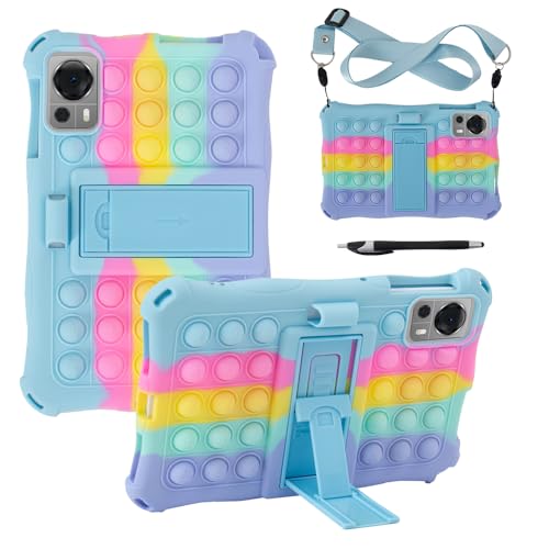 Silicone Case für AllDOCUBE iPlay 60 Mini Pro/ 60 Mini Turbo /50 Mini / 50 Mini Pro,Schutzhülle Silikon mit Schultergurt und Stylus Pen Bumper Wasserdicht Stoßfest Kinderfreundliche Case - Blue von zZjoOoj
