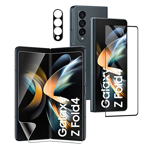 zZjoOoj 【1 Satz 3 Stück】Für Galaxy Z Fold 4 5G Displayschutzfolie +1 Stück Panzerglasfolie +1 Stück Kameraschutz, Vollabdeckung Klar HD Weich TPU Displayschutzfolie，gehärtetes Glas von zZjoOoj