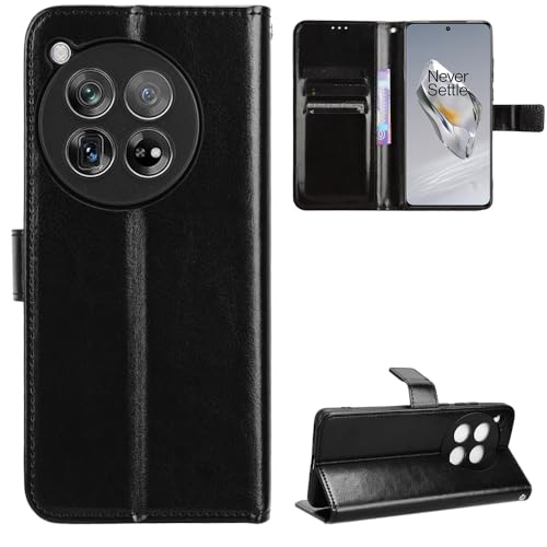 zZjoOoj Case Collection für Oneplus 12r Klapphüllen - Premium Qualität Leder Handyhülle [Magnetverschluss] Geld und Kartenhalter,stoßfest, Schwarz von zZjoOoj