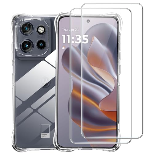 zZjoOoj Case Compatible with Motorola Moto Edge 50 Neo with 2 Pieces Tempered Glass Screen Protector,Camera Protection,Ultra Thin Protective Case,Clear Soft Silicone TPU Mobile Phone Case von zZjoOoj