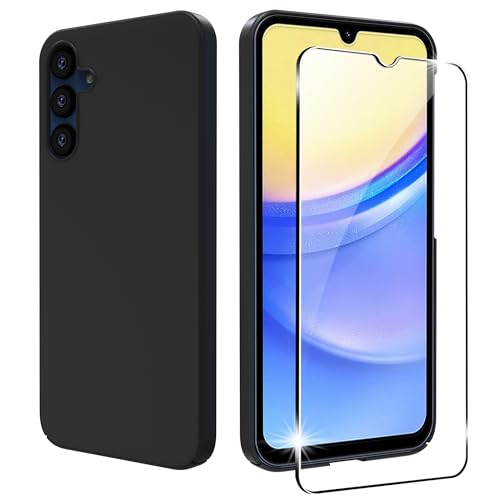 zZjoOoj Handyhülle für Samsung Galaxy A15 5G/4G Hülle +[1 Stück] Hartglas Displayschutzfolie,Stoßfeste Kratzfeste Schutzhülle Case - Black von zZjoOoj