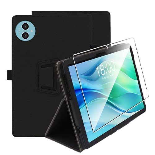 zZjoOoj Hülle Compatible with Doogee U11/ U11 Pro/TECLAST P50/TECLAST P50S 11 Zoll,Ultra Dünn PU,Tablet Protection Bundle with 1 Stück 9H Härte Anti-Kratzen Folie, Vertical Stand Function,Schwarz von zZjoOoj