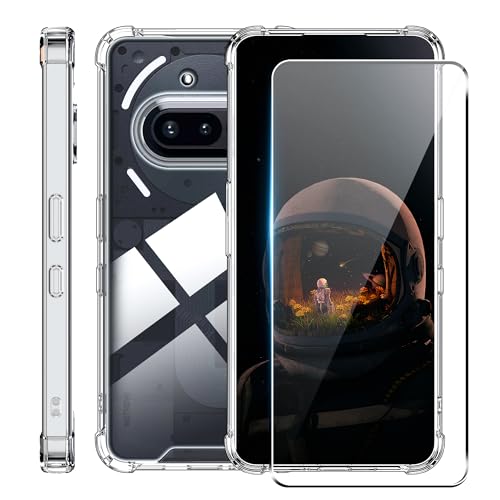 zZjoOoj Hülle für Nothing Phone 3a mit Stoßfest Schutzecken + [1 Stück] Hartglas Displayschutzfolie,Soft TPU-Rahmen + starre PC-Rückseite,Stoßfeste Handyhülle - Transparent von zZjoOoj