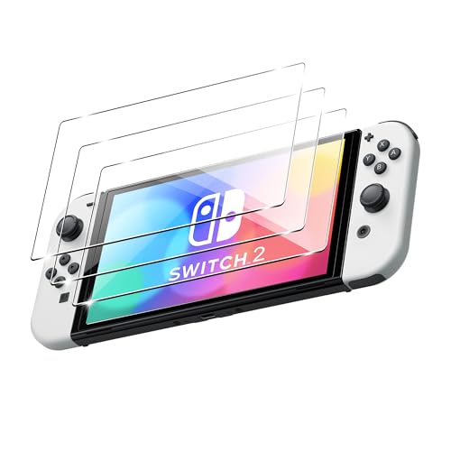zZjoOoj Schutzfolie Kompatibel mit Nintendo Switch 2 für Panzerglas, 3 Stück 9H Härte Schutzglas, Displayschutzfolie, Anti-Bläschen Panzer Schutz Glas, HD Clear von zZjoOoj