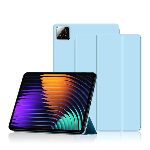 zZjoOoj Hülle Kompatibel mit Xiaomi Pad 7/7 Pro (11,2 Zoll) 2025 Tablet Case,Weich und seidig im Griff mit der neuesten Spannungstechnologie mit Auto Schlaf/Wach und Ständerfunktion (Cyan) von zZjoOoj