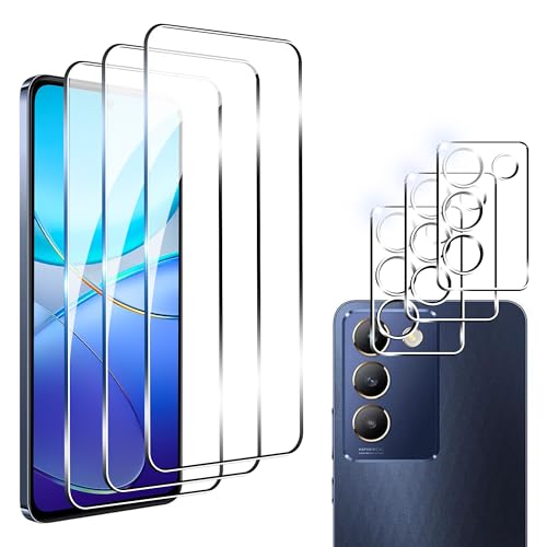 zZjoOoj Tempered Glass für Vivo V40 SE 5G Screen Protector,Pack of 3 Tempered Glass with 3 Camera Tempered Glass Screen Protector,HD Displayschutzfolie mit 9H Härte Panzerfolie von zZjoOoj