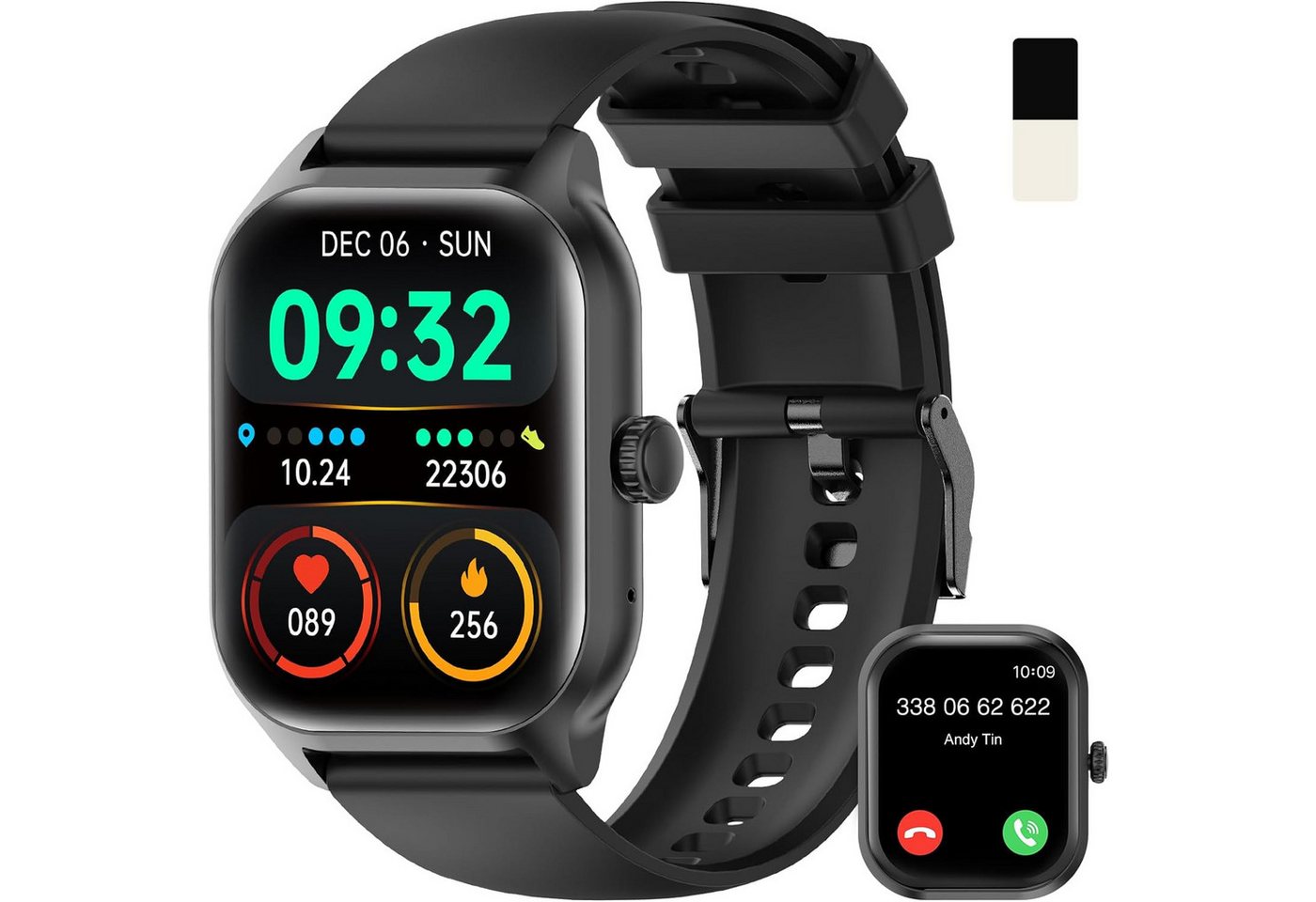 zaisia Fur Damen Herren mit Telefonfunktion HD-Touchscreen Fitness Tracker Smartwatch (2.01 Zoll, Android / iOS), mit Pulsuhr Schlafmonitor Schrittzähler, IP68 Wasserdicht Sport von zaisia