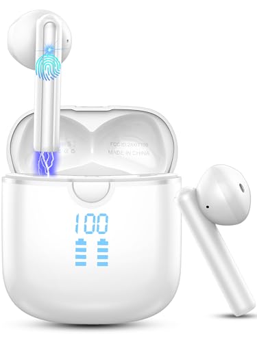 Bluetooth Kopfhörer, Kopfhörer Kabellos Bluetooth 5.3 mit 4 ENC Noise Cancelling Mic, Deep Bass In Ear Kopfhörer，40H Spielzeit，LED Anzeige，IP7 Wasserdicht Wireless Ohrhörer, für Arbeit und Studium von zakotu