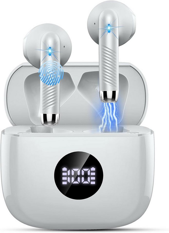 zakotu Bluetooth 5.3, Kabellos mit HD Mikrofon, HiFi Stereo Sound In-Ear-Kopfhörer (Sicherer Sitz und IP7 Schutz für aktive Sportler geeignet, 40 Std Spielzeit, mit USB-C Ladebox, LED Anzeige, IP7 Wasserdicht) von zakotu