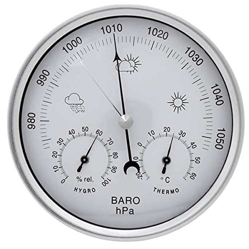 zalati Analog Barometer Thermometer Hygrometer mit Edelstahlrahmen 3 in 1 Wetterstation für Innen und Außen von zalati