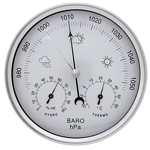zalati Analog Barometer Thermometer Hygrometer mit Edelstahlrahmen 3 in 1 Wetterstation für Innen und Außen von zalati