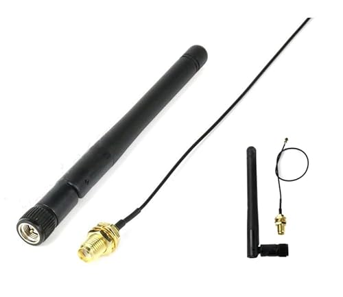 zalati M.2 WLAN-Antenne, 2 x 2,4 GHz 5,8 GHz 3 dBi MIMO RP-SMA Stecker + 2 x 15 cm NGFF IPEX4 auf RP-SMA Kabel für M.2 NGFF Intel Wireless Netzwerkkarte WiFi Adapter Laptop von zalati