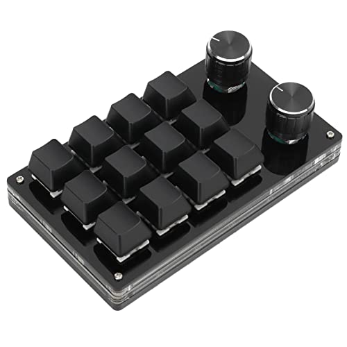 zalati Mechanische Tastatur, programmierbare USB-Mini-Tasten mit 12 Tasten, kein Laufwerk erforderlich, mit Knopfdesign, leicht zu tragen, 2,97 x 5,14 Zoll – Schwarz von zalati