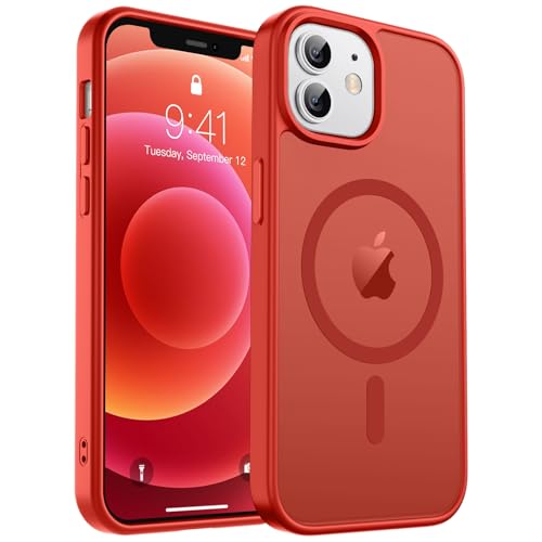 zapica Magnetische Schutzhülle für iPhone 12 & iPhone 12 Pro, kompatibel mit MagSafe, 3 m Fallschutz in Militärqualität, schlank, durchscheinend, matt, stoßfest, kratzfest, Rot zapica Magnetische Schutzhülle für iPhone 12 & iPhone 12 Pro, kompatibel mit MagSafe, 3 m Fallschutz in Militärqualität, schlank, durchscheinend, matt, stoßfest, kratzfest, Rot von zapica