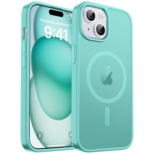 zapica Magnetische Schutzhülle für iPhone 15 Plus & iPhone 14 Plus, kompatibel mit MagSafe, 3 m Fallschutz in Militärqualität, schlank, durchscheinend, matt, stoßfest, kratzfest, Blaugrün zapica Magnetische Schutzhülle für iPhone 15 Plus & iPhone 14 Plus, kompatibel mit MagSafe, 3 m Fallschutz in Militärqualität, schlank, durchscheinend, matt, stoßfest, kratzfest, Blaugrün von zapica