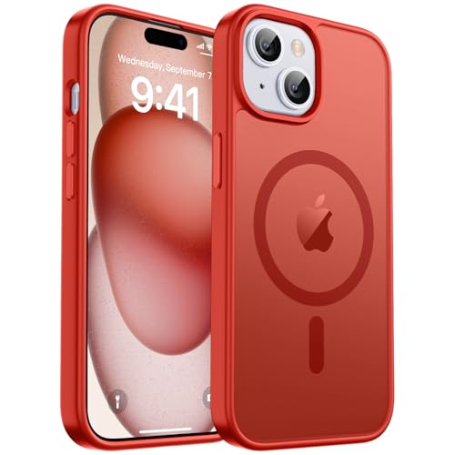 zapica Magnetische Schutzhülle für iPhone 15 Plus & iPhone 14 Plus, kompatibel mit MagSafe, 3 m Fallschutz in Militärqualität, schlank, durchscheinend, matt, stoßfest, kratzfest, Rot zapica Magnetische Schutzhülle für iPhone 15 Plus & iPhone 14 Plus, kompatibel mit MagSafe, 3 m Fallschutz in Militärqualität, schlank, durchscheinend, matt, stoßfest, kratzfest, Rot von zapica