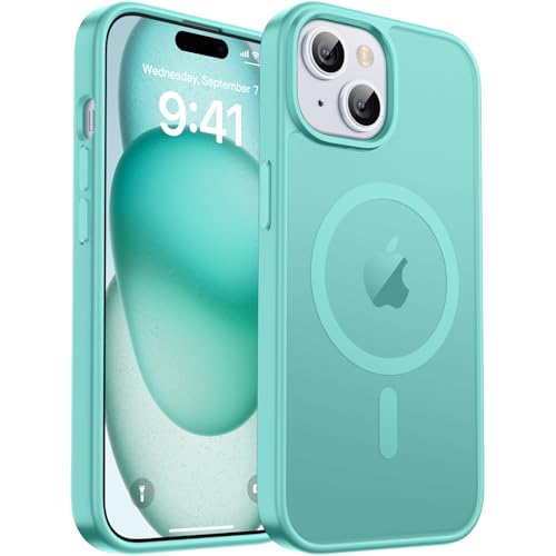 zapica Magnetische Schutzhülle für iPhone 15 & iPhone 14, kompatibel mit MagSafe, 3 m Fallschutz in Militärqualität, schlank, durchscheinend, matt, stoßfest, kratzfest, Blaugrün zapica Magnetische Schutzhülle für iPhone 15 & iPhone 14, kompatibel mit MagSafe, 3 m Fallschutz in Militärqualität, schlank, durchscheinend, matt, stoßfest, kratzfest, Blaugrün von zapica