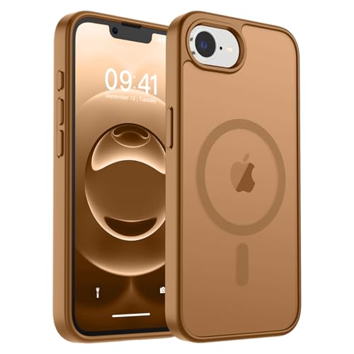 zapica Magnetische Schutzhülle für iPhone 16e, kompatibel mit MagSafe, [3 m Fallschutz in Militärqualität], schlanke, durchscheinende, matte, stoßfeste kratzfeste Handyhülle, Braun von zapica