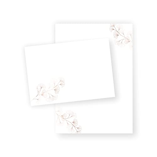 Briefpapier Ginkgo DIN A5 I Set Briefpapier/Umschläge von zartbesaitet.com Schöne Produkte aus Papier