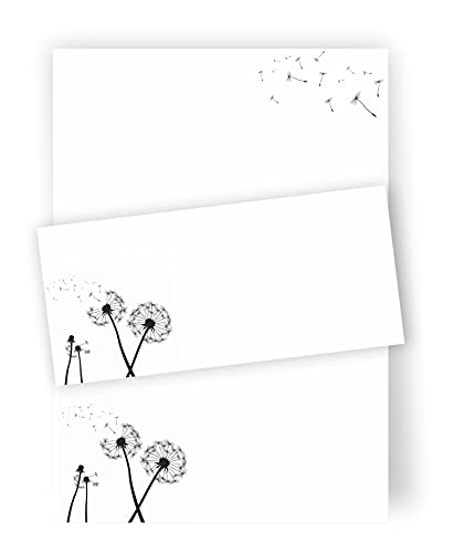 Briefpapier Pusteblume DIN A4 I Set Briefpapier/Umschläge von zartbesaitet.com Schöne Produkte aus Papier