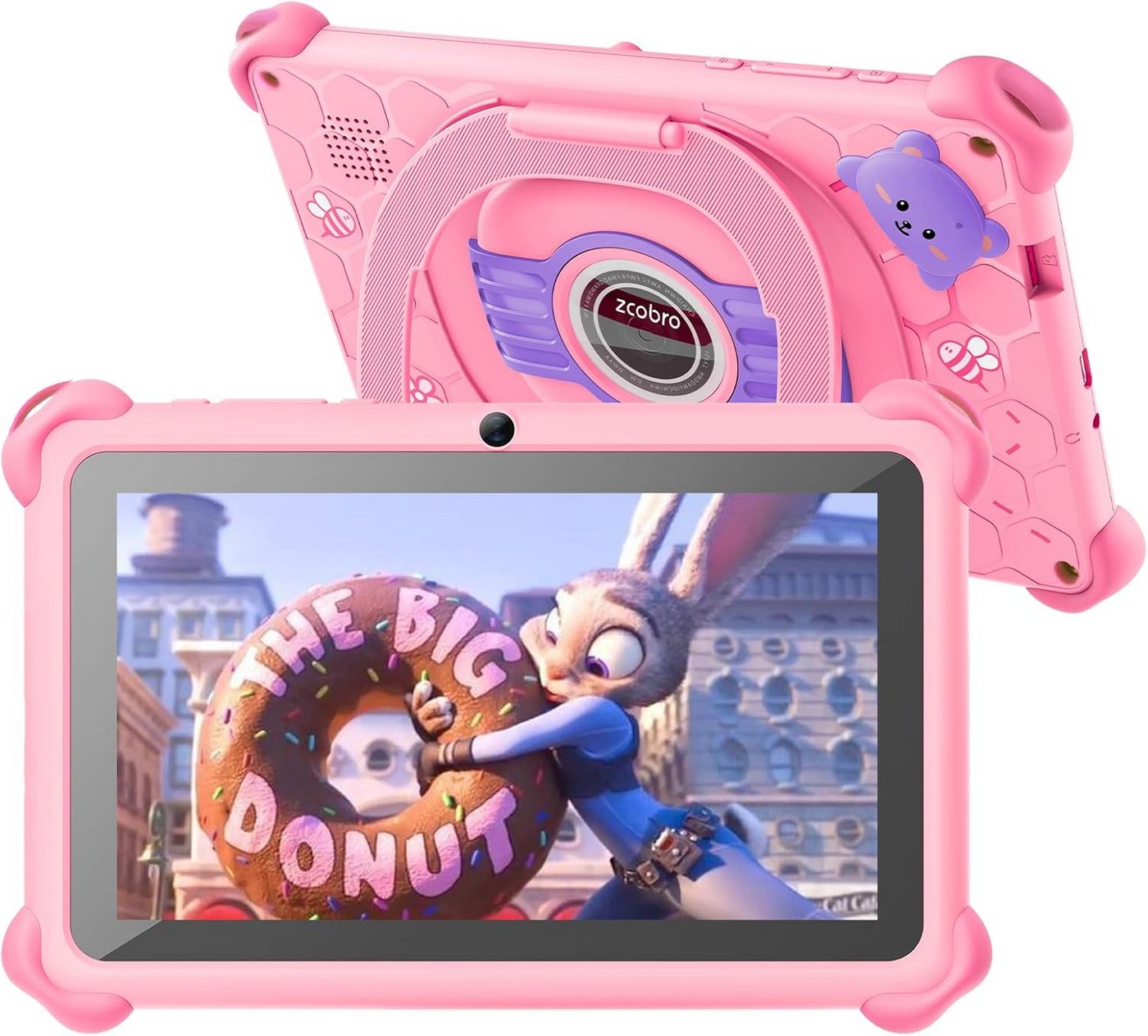 zcobro für Kinder mit Hülle Tablet (7", 32 GB, Android 10, Wi-Fi, Bluetooth, Type-C, Kindersicherung, mit Quad Core) von zcobro