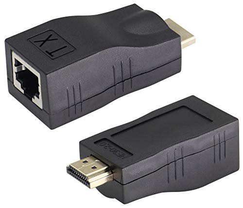 zdyCGTime 1080P HDMI Männlich auf RJ45 Weiblich 4k-Netzwerk-Ethernet-Adapter, HDMI-Extender, HDMI-Repeater über 6 / 6e-Kabel, HDTV-Extender für HDTV PS4 STB 4K 2K.(schwarz/2Stück) von zdyCGTime