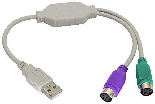 zdyCGTime 12Zoll-Weiß PS/2 zu USB Adapter Tastatur und Maus Konverter Kabel,USB Männlich zu Doppelter PS2 Weiblich Y-Splitter Kabel,Unterstützung von Win98/ME/2000/XP/7/8/8.1 usw.(30cm/1Stück) von zdyCGTime