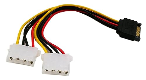 zdyCGTime 15,2 cm SATA 15-Pin Stecker auf Dual 4-Pin Molex LP4 weiblich IDE Festplatte Power Y-Adapter Konverter Kabel, Male zu Female für 12 V/IDE HDD DVD von zdyCGTime
