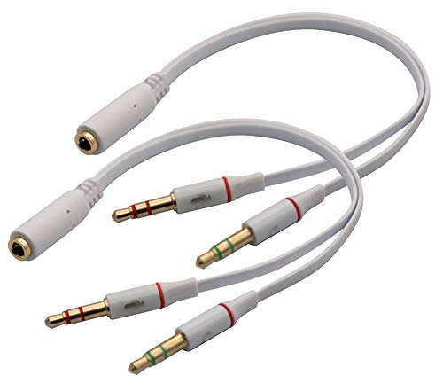 zdyCGTime 3-polige 3,5-mm-AUX-Weiblich auf 2x3,5mm Männlich Kopfhörermikrofon und Stereo-Y-Splitterkabel,3,5mm Kopfhörer Audio-Y-Splitterkabel,für Smartphones,Tablets,MP3,MP4.(20cm/2Stk) von zdyCGTime