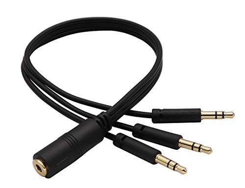 zdyCGTime 3Poliges 3,5mm Audio Y Splitter Kopfhörer Kabel,3,5mm 1/8 Zoll weiblich bis 3 3,5mm 1/8 Zoll männlich Kopfhörermikrofon，für Smartphone Lautsprecher Adapter.(30cm/1Stück) von zdyCGTime