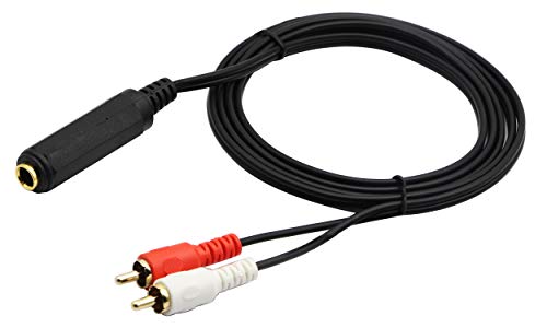 zdyCGTime 6,35 mm bis 2RCA Y Splitter Kabel, vergoldete 6,35 mm (1/4 Zoll) TRS Weiblich auf 2 (doppelt) RCA Männlich Stereo-Audio, Y-Splitter-Verlängerungs Adapter Kabel.(1,5m/1Stück) von zdyCGTime