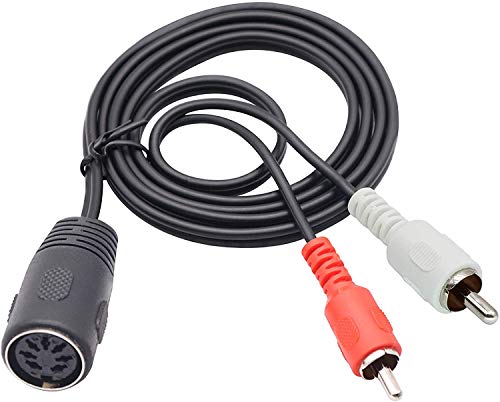 zdyCGTime 7 Pin Din MIDI Verlängerung Skabel,DIN 7 Polig Weiblich zum 2 Cinch Männlich Stecker Audio Adapter kabel,Kompatibel mit Bang & Olufsen, Naim, Quad.Stereo-Systeme.(1.5 M) von zdyCGTime