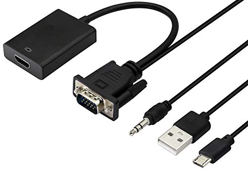 zdyCGTime Ausgang 1080P VGA Männlich auf HDMI Weiblich Audio Video Kabel Adapter, mit 3,5mm Audio und USB Kabel, kompatibel mit Computern, Laptops,Projektoren,HDTV,DVD,Monitoren.(VGA M/F) von zdyCGTime
