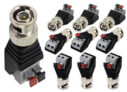 zdyCGTime BNC Video Baluns Adapter BNC Stecker auf 2 Pin/Way Schraubanschluss Video Audio Federpresse Typ Balun mit lötfreiem Schraubanschluss für Koax Cat5 auf BNC CCTV Sicherheitsüberwachung von zdyCGTime