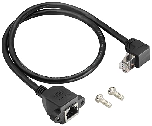 zdyCGTime CAT6 90-Grad-RJ45-Twisted-Pair-Kabel mit Ohrverlängerungs kabel,RJ45-Männlich auf Weiblich Geschirmter Netzwerk Anschluss,Kompatibel mit Switches,Routern,Netzwerkdruckern.(Down/0.6M) von zdyCGTime