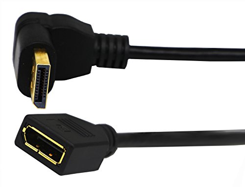 zdyCGTime DP-zu-DP-Kabel, 90° nach Oben vergoldet Displayport-Männlich zu Displayport Weiblich Audio- und Video-Extender-Adapterkabel.(30cm/1Stück)(Up M/F) von zdyCGTime