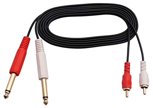 zdyCGTime Dual 6,35 mm auf 2RCA-Audiokabel,AUX-Audio-Konverter,Dual 6,35mm TS Männlich auf 2(Dual) RCA Männlich Adapter-Verlängerungskabel,für Mikrofon,Amplifi,Andere Ausrüstung.(5.9 Ft/1.8M) von zdyCGTime