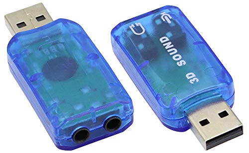 zdyCGTime Externe 5.1 USB Stereo Soundkarte,USB 2.0 zu 3D Virtual 5.1 Kanal Audioadapter,Mit 3,5mm Mic-In- und Audio-Out Anschlüssen,Kompatibel mit Windows und Mac,PC,Notebook.(Blau) von zdyCGTime