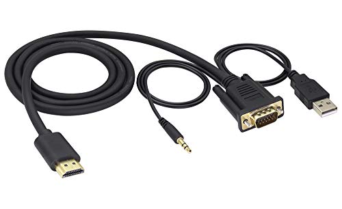 zdyCGTime Full HD 4k 1080P HDMI-VGA Männlich adapter mit USB/3,5mm-Kabel,vergoldete Schnittstelle HDMI VGA Audio- und Videokonverterkabel,kompatibel mit Laptop,HDTV,Monitoren.(1M/1Stück) von zdyCGTime