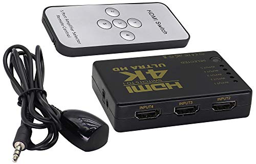 zdyCGTime HDMI1.4 Switch mit Infrarot-Fernbedienung 4K intelligent 5Port,1080P HD Video HDMI 5 in 1 out,Für diejenigen mit HDMI-Schnittstelle HDTV,Set-Top-Box,DVD,Xbox360 und andere Geräte.(1Stück) von zdyCGTime