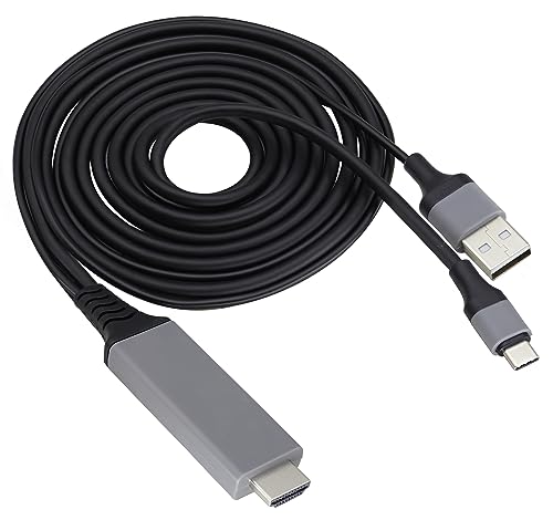 ZdyCGTime 2-in-1 USB Typ C 3.1 Stecker und USB 2.0 A Stecker auf HDMI Stecker 4K@30HzHDTV Video- und Audioausgang spiegeln, geeignet für Android, Laptops, Tablets (2m/schwarz USB C) von zdyCGTime