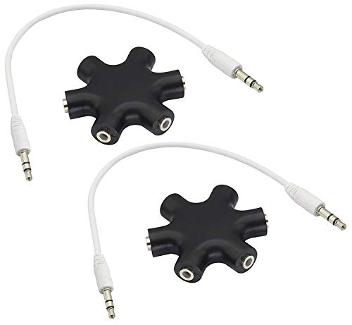 zdyCGTime Kopfhörersplitter,Schwarzer 3,5mm Weiblich Stereo-Audio Headset Adapter, 3,5mm 6 Port Splitter Kopfhörer Musik-Sharer,Verbinder mit 3,5-mm-M/M Stereokabel (weiß). von zdyCGTime
