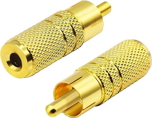 zdyCGTime Metall 3,5 mm (1/8 Zoll) Weiblich zu RCA-Männlich Adapter stecker für 3,5 mm Kopfhörer Adapter Kabel, vergoldeter RCA zu 3,5 mm Audio Adapter.(2 Stücke) von zdyCGTime