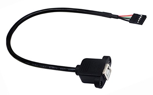 zdyCGTime Panel Mount USB 2.0 B Kabel USB B Buchse auf 5 Pin Weiblich Dupont Motherboard USB Header Kabel (30 cm/30,5 cm) von zdyCGTime