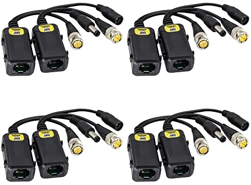 zdyCGTime Passiver Video-Balun, RJ45-Weiblich auf BNC-Männlich, DC-Netzwerk-Transceiver, Full-HD-Überwachungs-RJ45-auf-BNC-Kabel, kompatibel mit allen Videogeräten (16,5 cm, 4 Paar) von zdyCGTime
