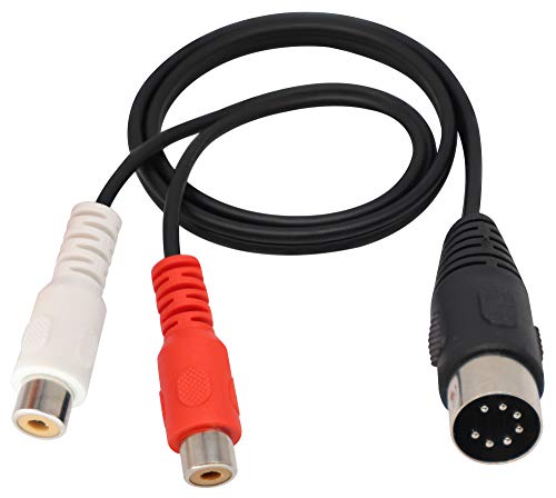 zdyCGTime RCA zu 7 Pin Din Verlängerungskabel，7PIN DIN 1 Stecker auf 2 RCA Buchse Audio Adapter Kabel,Kompatibel mit Bang & Olufsen B & O-, Naim-, Quad.Stereo-Systeme.(0.5M / 1.5Fuß) von zdyCGTime
