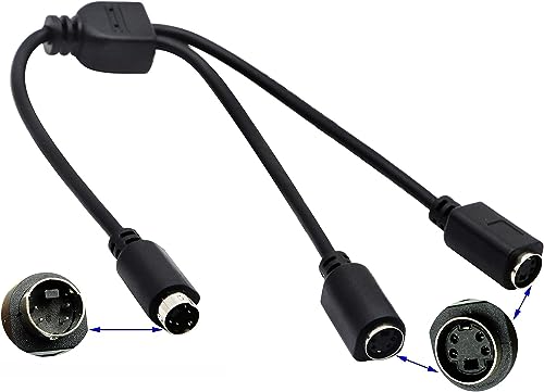 zdyCGTime S-Video 4-poliger Mini-DIN Y-Splitter-Verbindungskabel 4-polig Mini DIN S-Video Stecker auf 2 weibliche Y Splitter-Verlängerungskabel für SVHS/S-Video Kabel (28 cm) von zdyCGTime